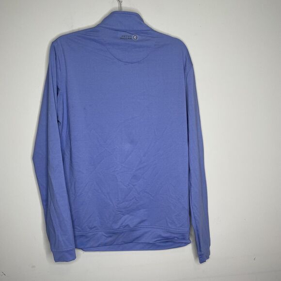 Peter Millar Pullover Mens Medium Quarter Zip Performance Golf Stretch Blue - Picture 10 of 11